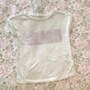 All white flip sequin shirt